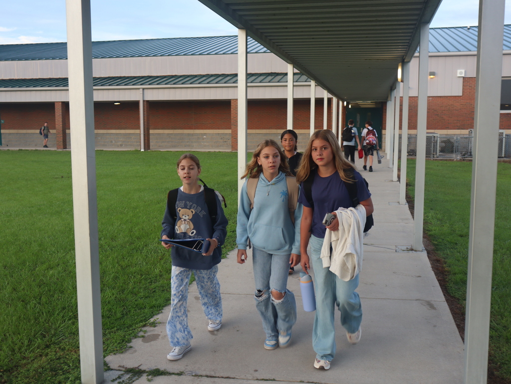 RMS students walk to class on the first day of school