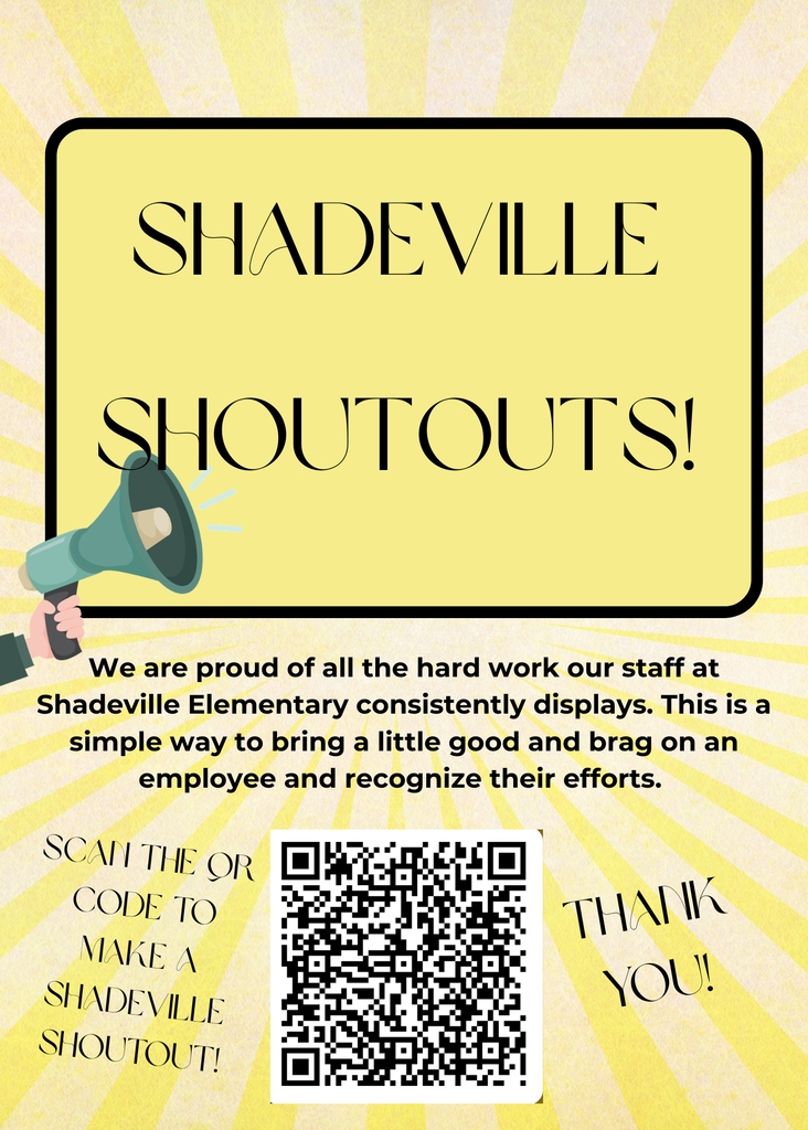 Shadeville Shoutouts! A QR code that can be scanned to recognize a Shadeville employee.