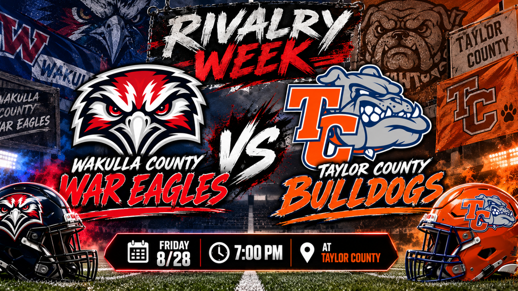WAR EAGLE FOOTBALL IS GOING LIVE! Can’t make it to Taylor County Friday night? Our Wakulla High School Sports Broadcasting students are bringing the game to YOU — LIVE on YouTube! WAKULLA WAR EAGLES vs. GADSDEN JAGUARS Friday, August 28 | 7:00 PM | Taylor County High School HOW TO WATCH: 1. Open YouTube on your phone, computer or smart TV. 2. Search @WakullaCountySchools. 3. Subscribe to the Wakulla County Schools channel. 4. Look for the LIVE War Eagle football broadcast and tune in! Watch from anywhere. Cheer from everywhere. Student-produced and LIVE. GO WAR EAGLES!