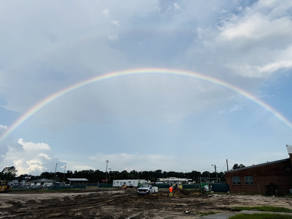 Beautiful double rainbow over the construction site. Picture taken by Art Teacher Emily Strickland