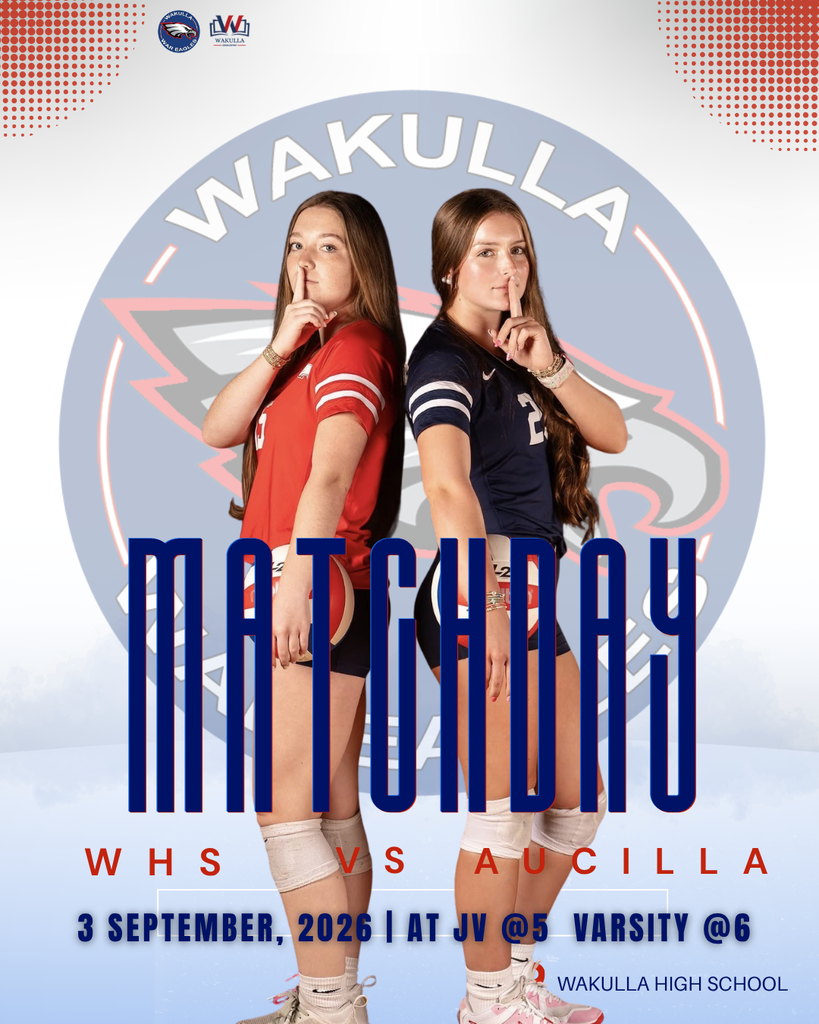 Come out tonight and support our Lady War Eagle Volleyball teams as they take on Aucilla Christian. JV plays @ 5:00PM | Varsity plays @ 6:00PM @Wakulla High School Gymnasium Dress BEACHY and get in for on $3! Go War Eagles!