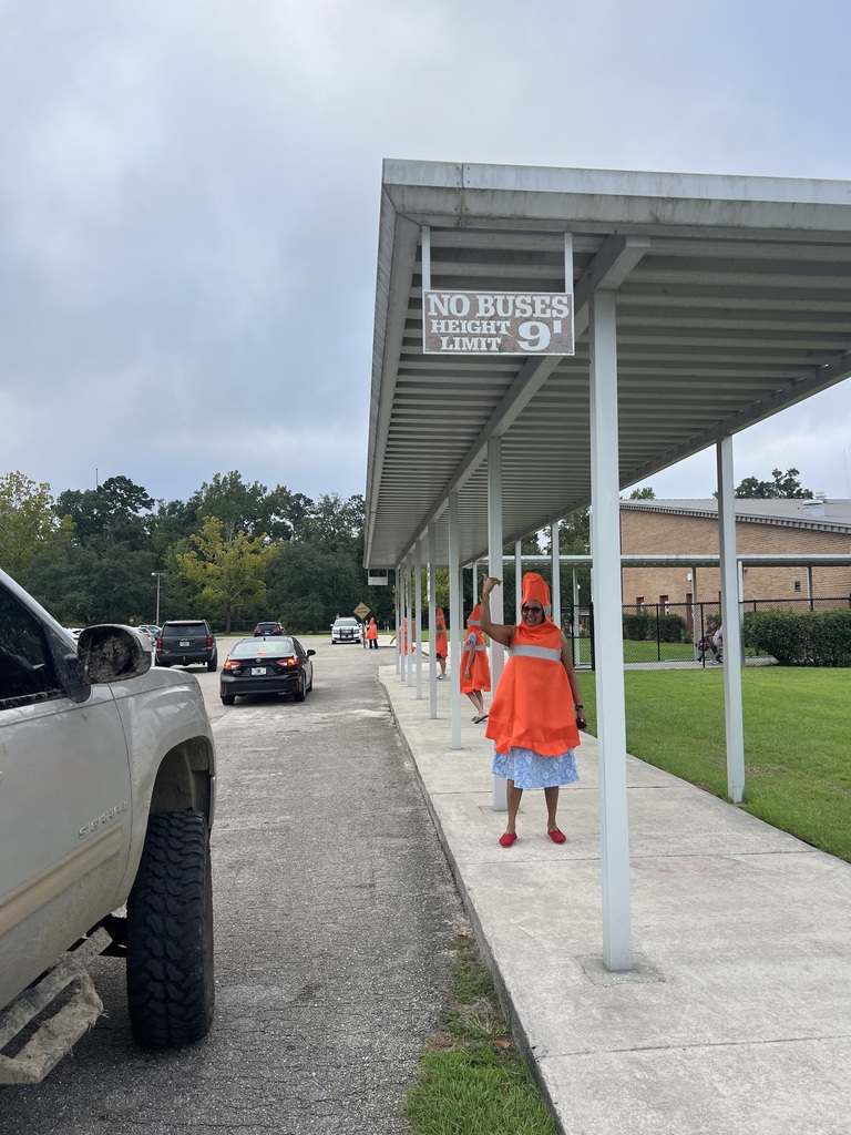 Staff picture dressed as traffic cones