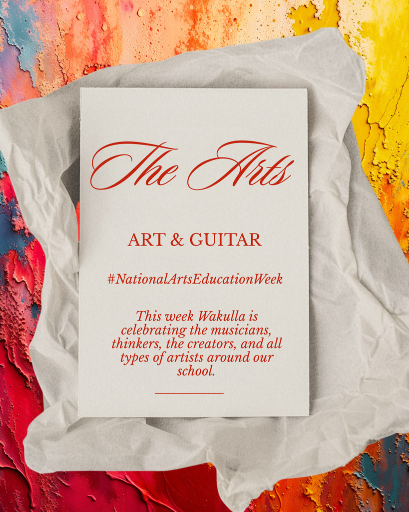 A bright artistic background with white crumpled paper describing this weeks art feature for national arts in education week.