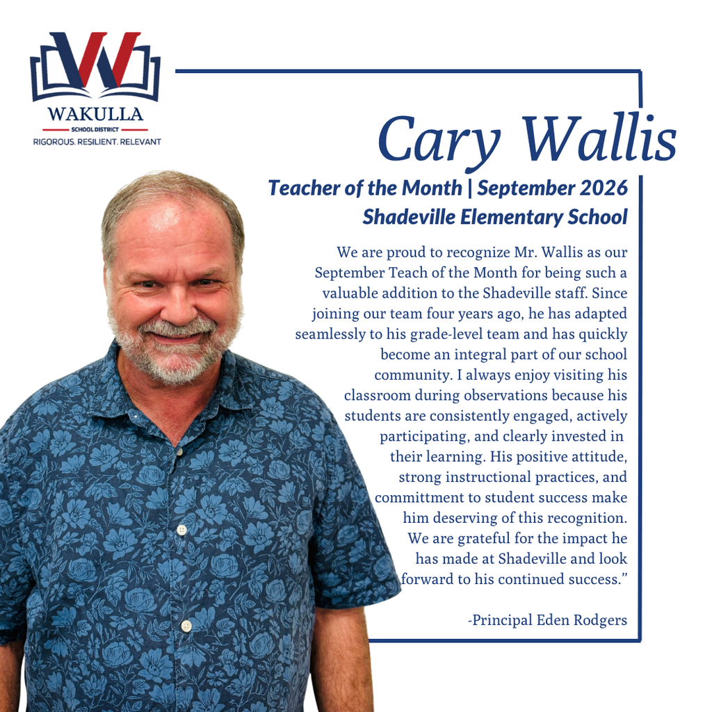 Cary Wallis, Shadeville September Teacher of the Month