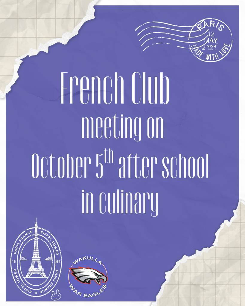 French Club has a meeting on October 5th