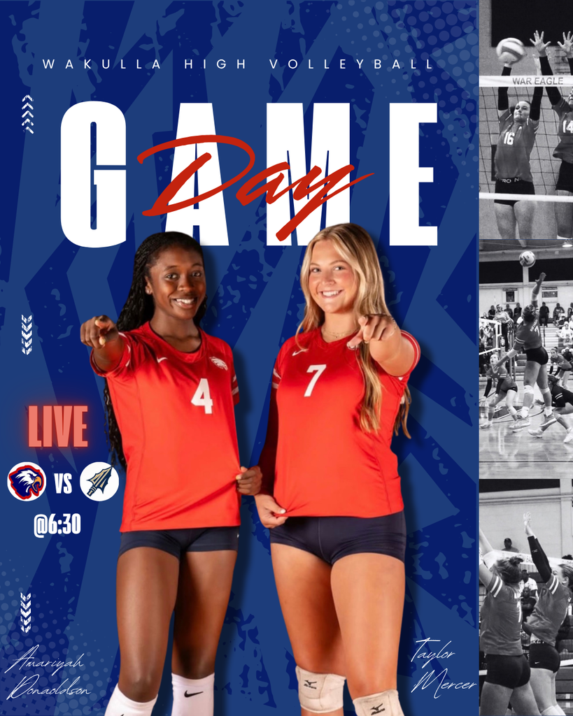 LADY WAR EAGLE VOLLEYBALL IS LIVE TONIGHT! 🏐  The Lady War Eagles are hitting the road, and War Eagle Sports Broadcasting is going with them! Our student crew will be LIVE from Blountstown tonight bringing you all the varsity action.  WAKULLA LADY WAR EAGLES VARSITY VOLLEYBALL Tonight | 6:30 PM | at Aucilla  Can’t make the trip? We’ve got you covered!  📺 Watch LIVE on YouTube at @WakullaCountySchools — and don’t forget to subscribe!  Student-produced. On the road. LIVE. GO WAR EAGLES! 🦅🏐