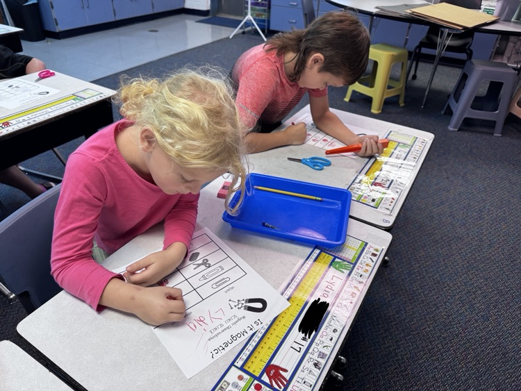 Mrs. Strutz’s class uses their investigation skills to determine if objects are magnetic.