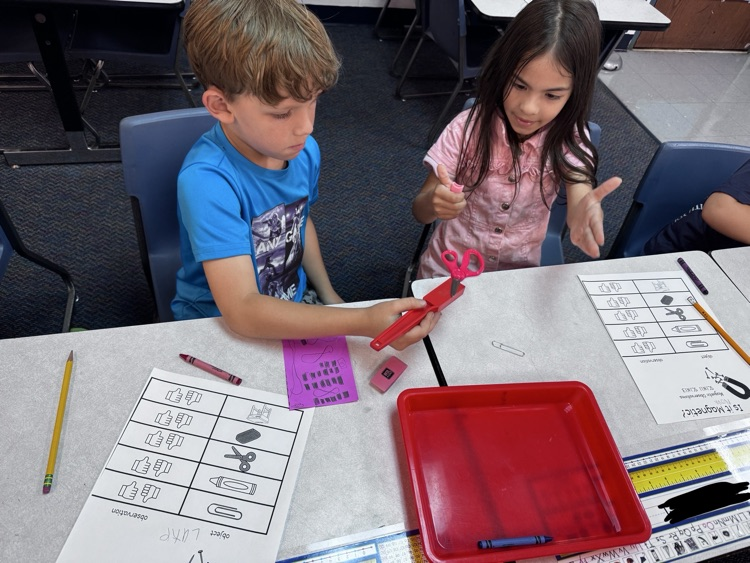 Mrs. Strutz’s class uses their investigation skills to determine if objects are magnetic.