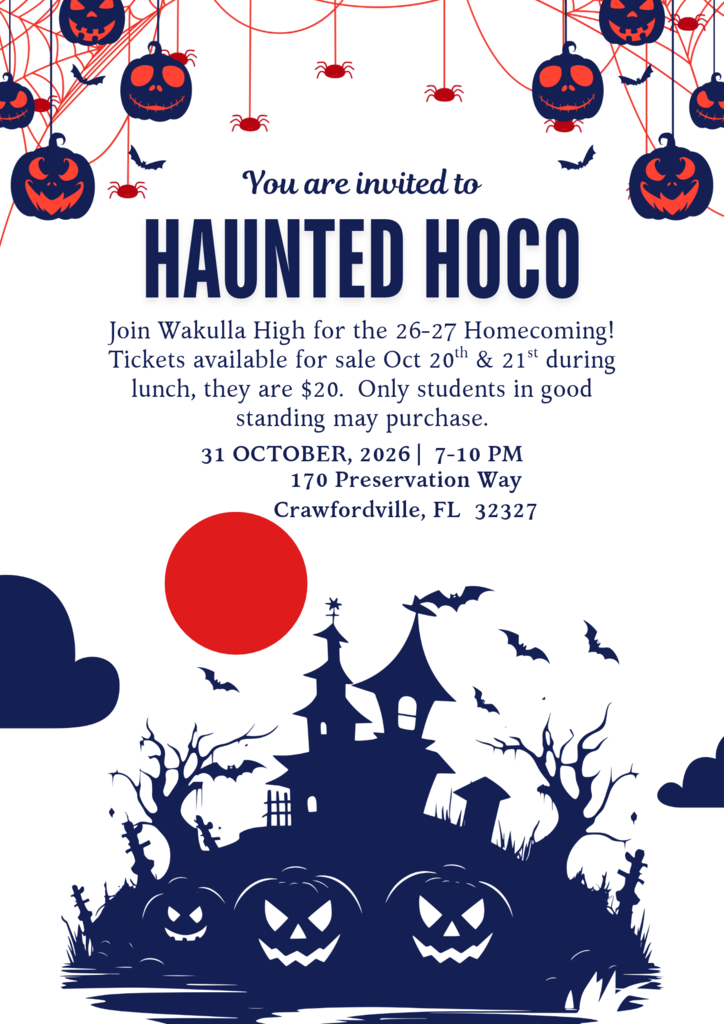 Wakulla High school ticket purchase information. Tickets are $20 and for sale Oct 20th and 21st.