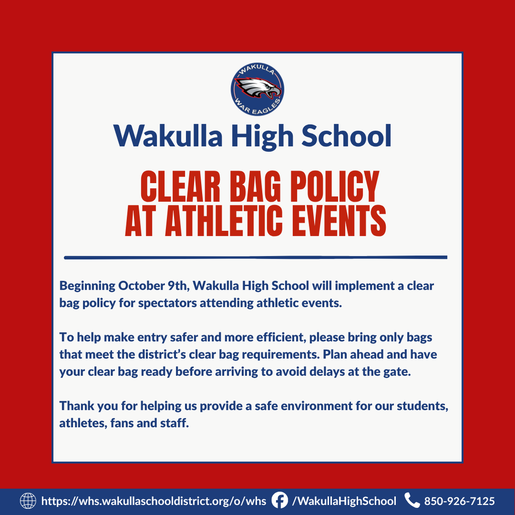 Clear bag policy at Athletic events.
