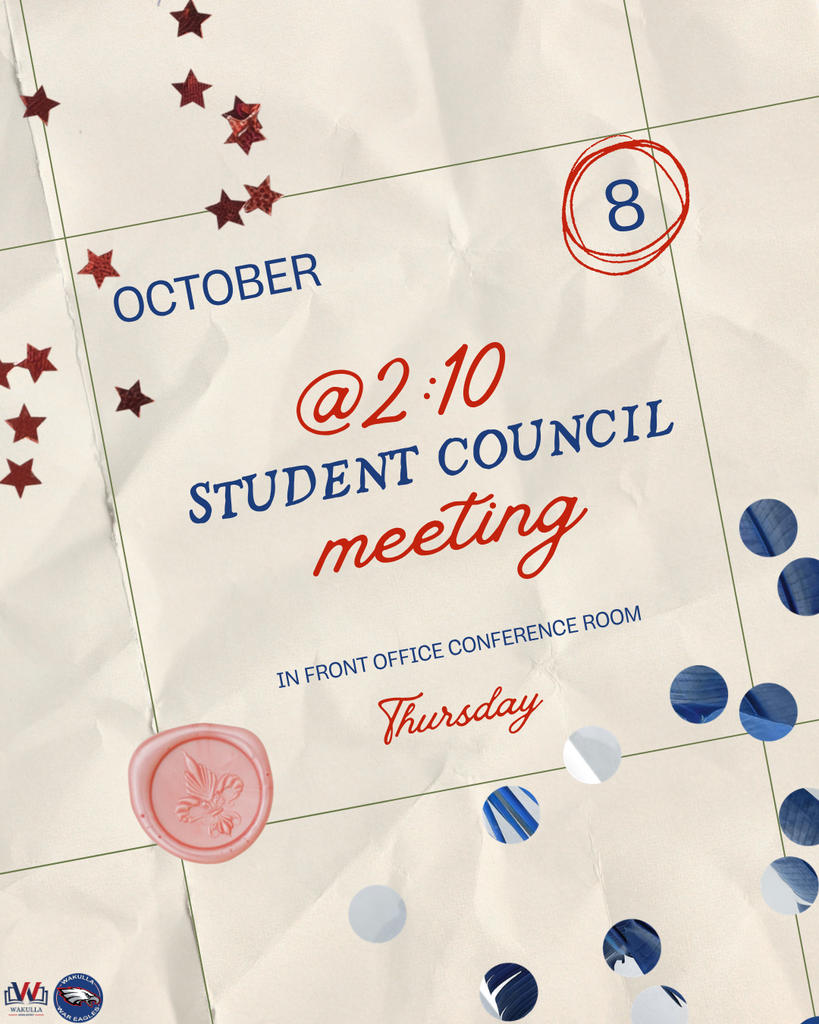 Student council meeting THIS thursday on october 8th in front office conference room