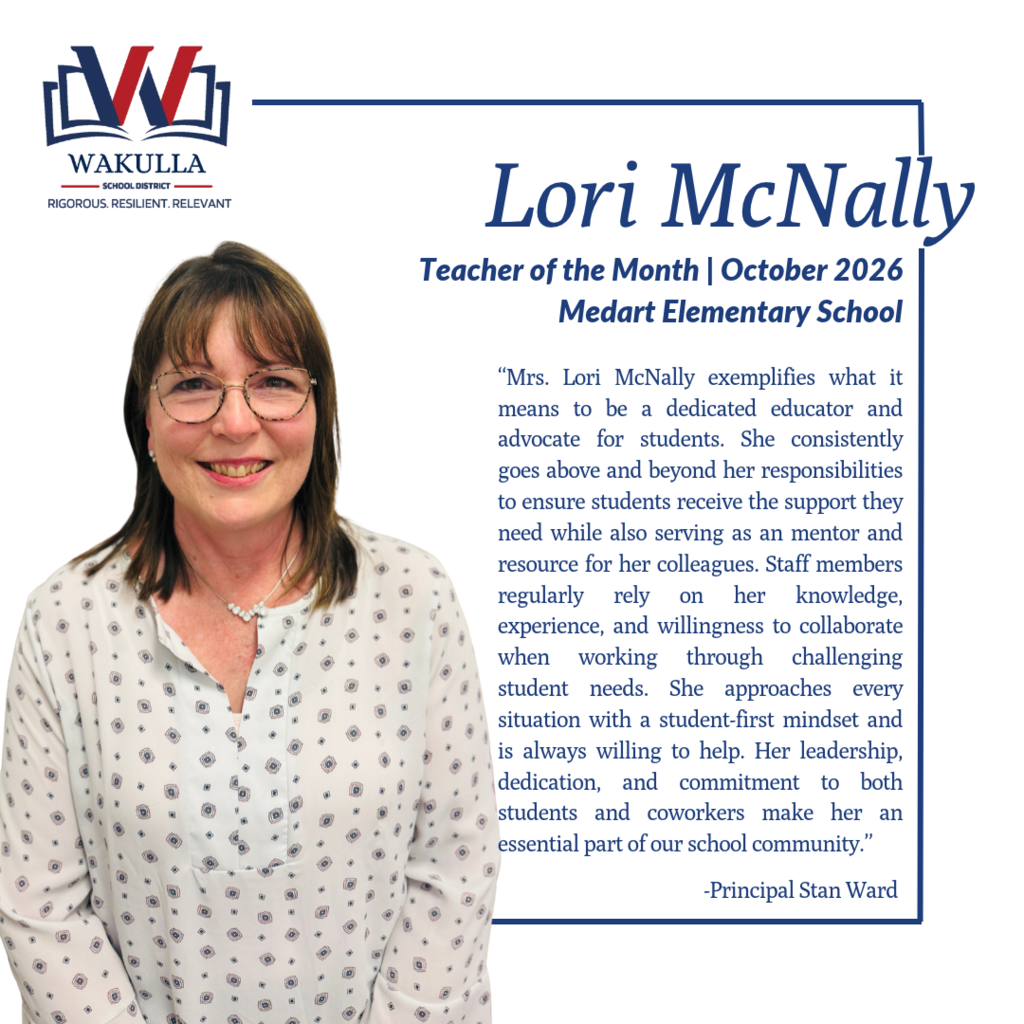 Congratulations to our October honorees! Sandyl Byars, Wakulla Middle School — Teacher of the Month Lori McNally, Medart Elementary School — Teacher of the Month Casey Walker, Wakulla County Schools District Office — Employee of the Month Lisa Crum, Riversprings Middle School — Employee of the Month We were proud to recognize each of these outstanding members of the Wakulla County Schools family at tonight’s School Board meeting. Congratulations on these well-deserved honors!