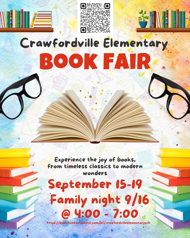colorful image of book fair information