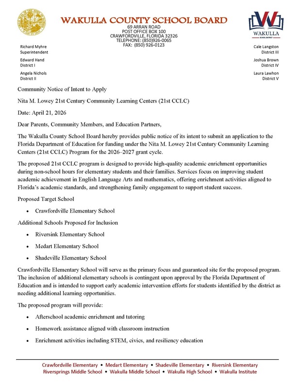 Community Notification of Intent to Apply
