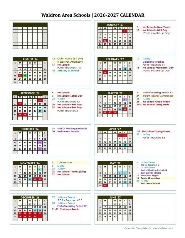 2026/2027 School Calendar