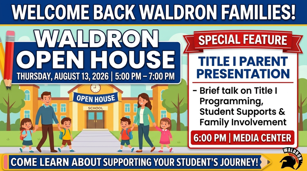 We are so excited to welcome our students back! Stop by our Open House this Thursday to kick off the new school year on a great note. We can't wait to see all of our Waldron families!