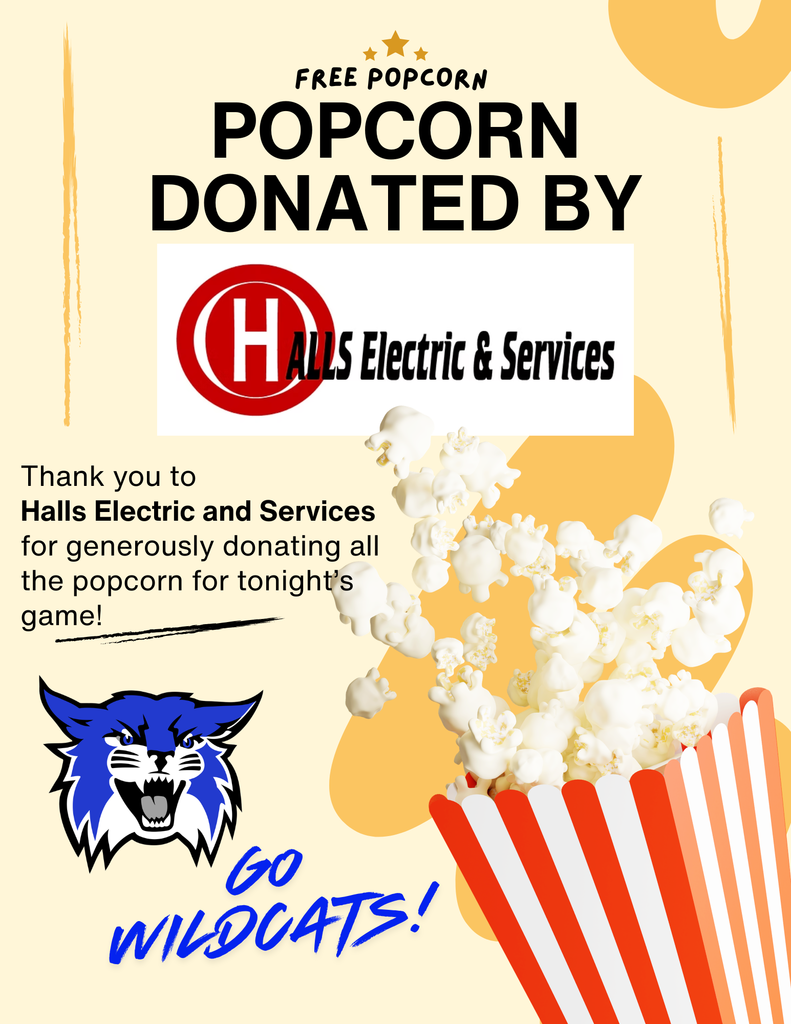 Thank you to Halls Electric and Services for sponsoring the popcorn at last night's game!