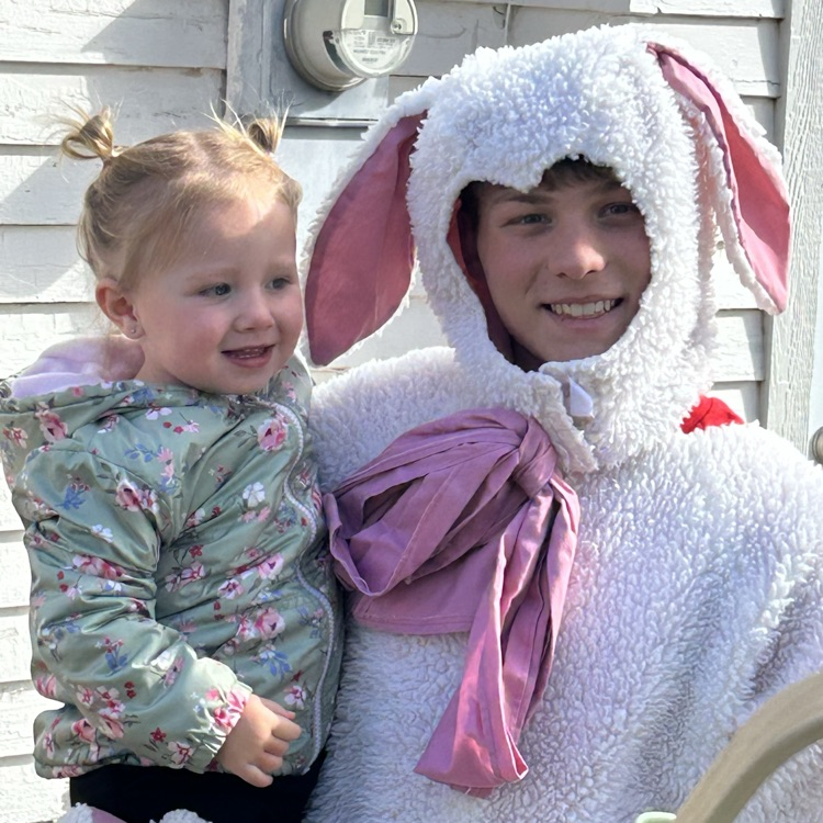 Little girl and Easter bunny