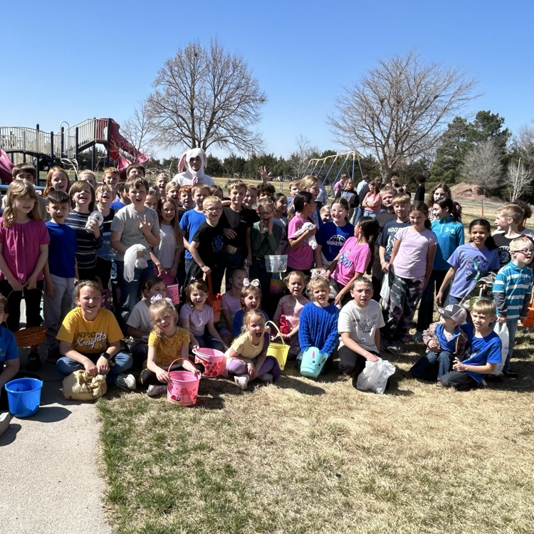 Easter bunny and students