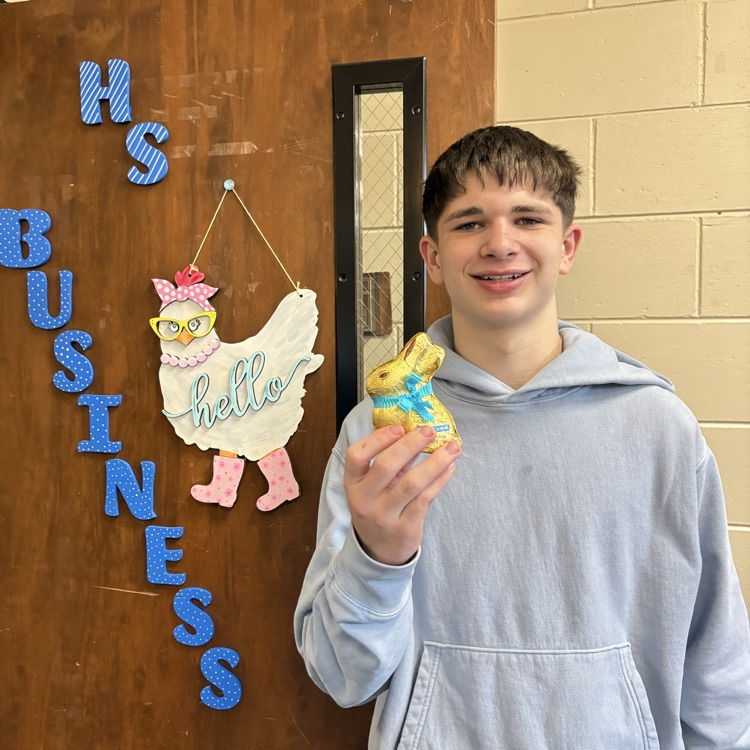 Tobin with the golden bunny