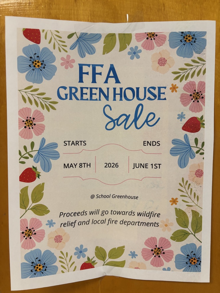 FFA Greenhouse sale May 8th - June 1st