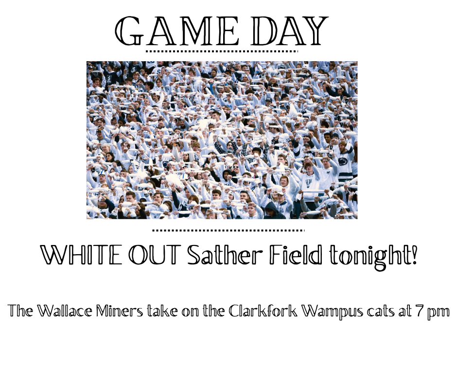 WHITE OUT Sather Field tonight! Game starts at 7 pm!