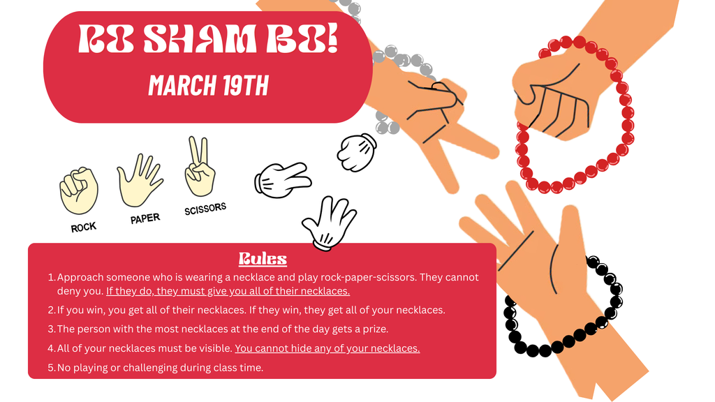 Rock paper scissors tournament March 19th.