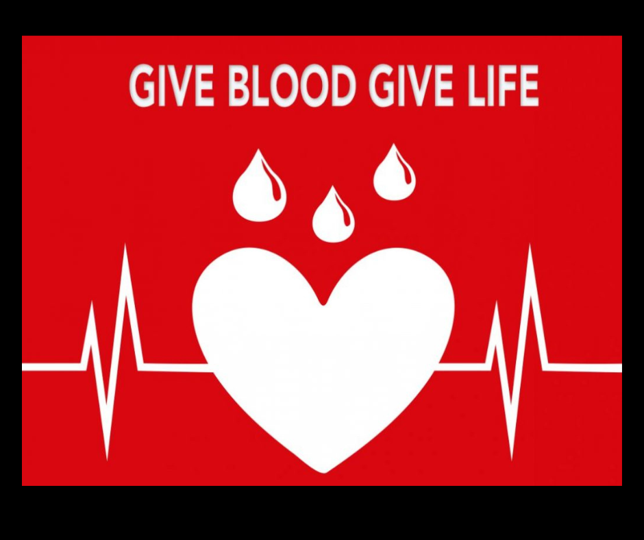heart with wording Give blood Give Life