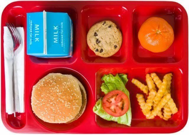 lunch tray with food on it