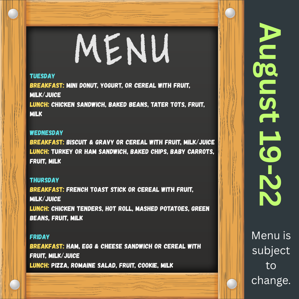 Menu Aug 19-22