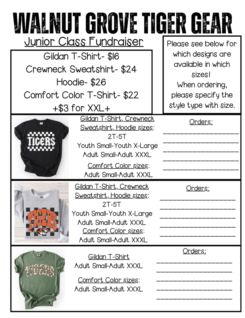 Tiger Gear Page 1 Junior Fundraiser