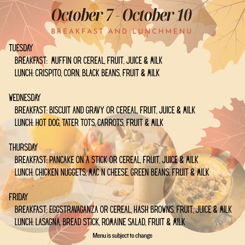 Menu Oct 7-10