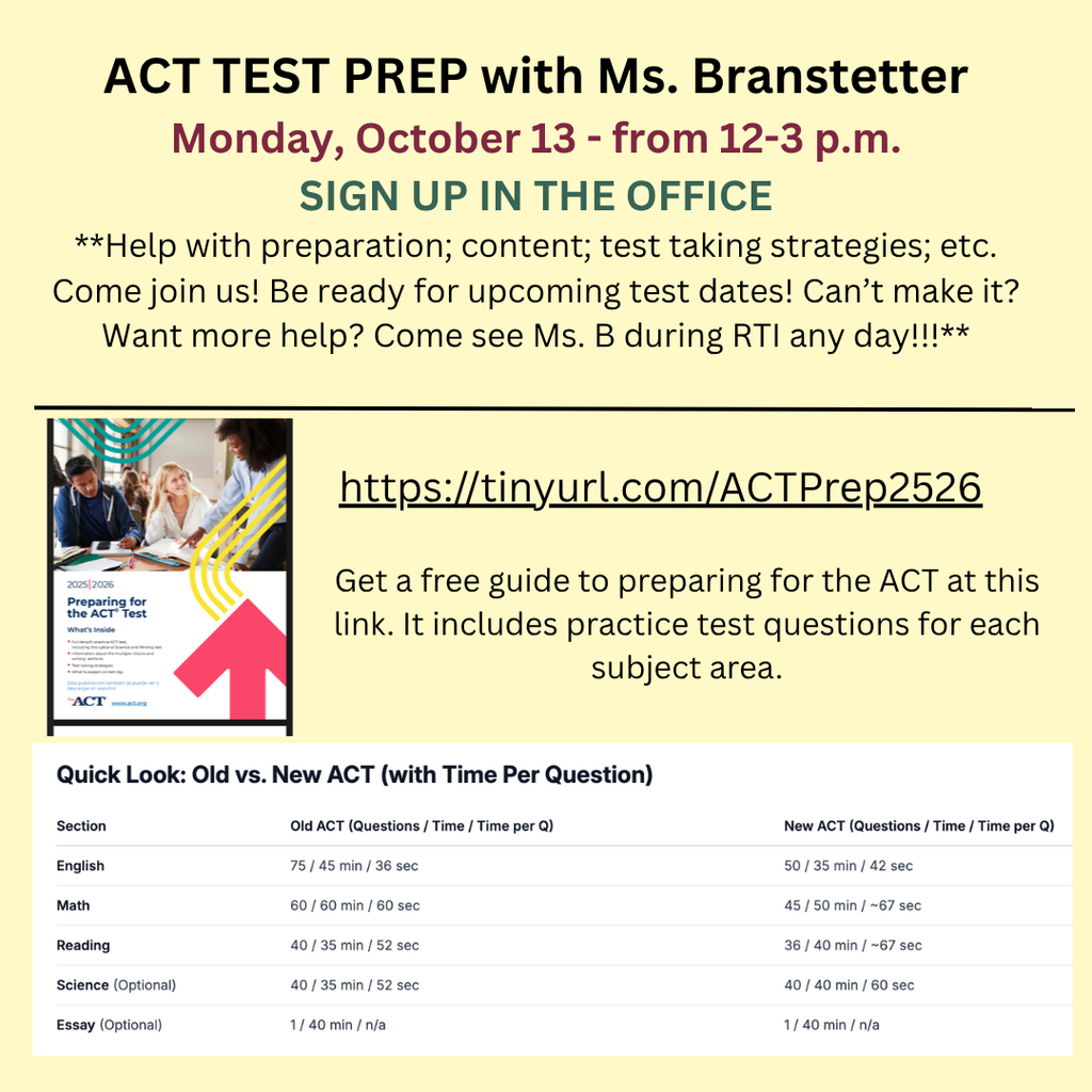 ACT PREP Monday Oct 13