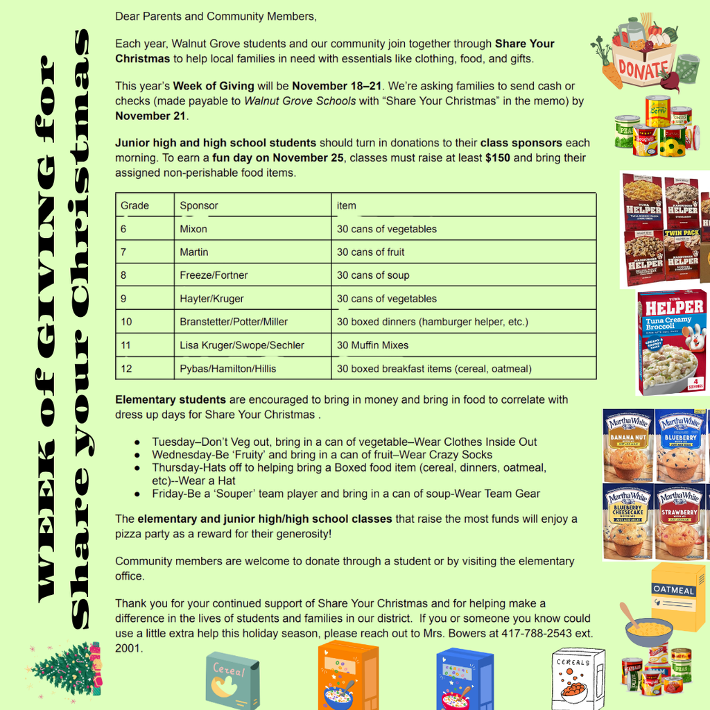 Week of Giving Letter