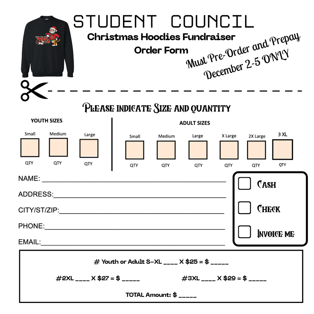 Order form Stud Co Sweatshirts