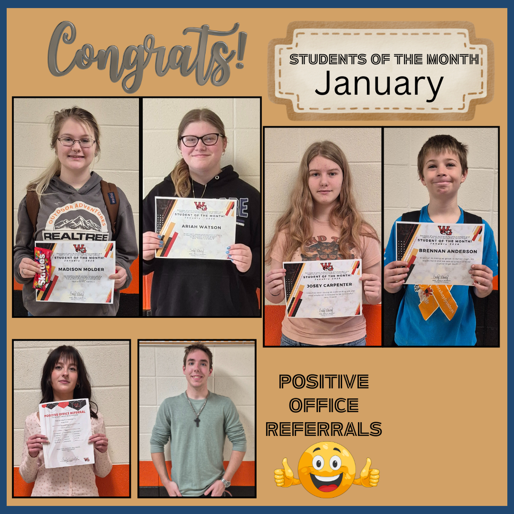 students of the month and positive office referrals for January
