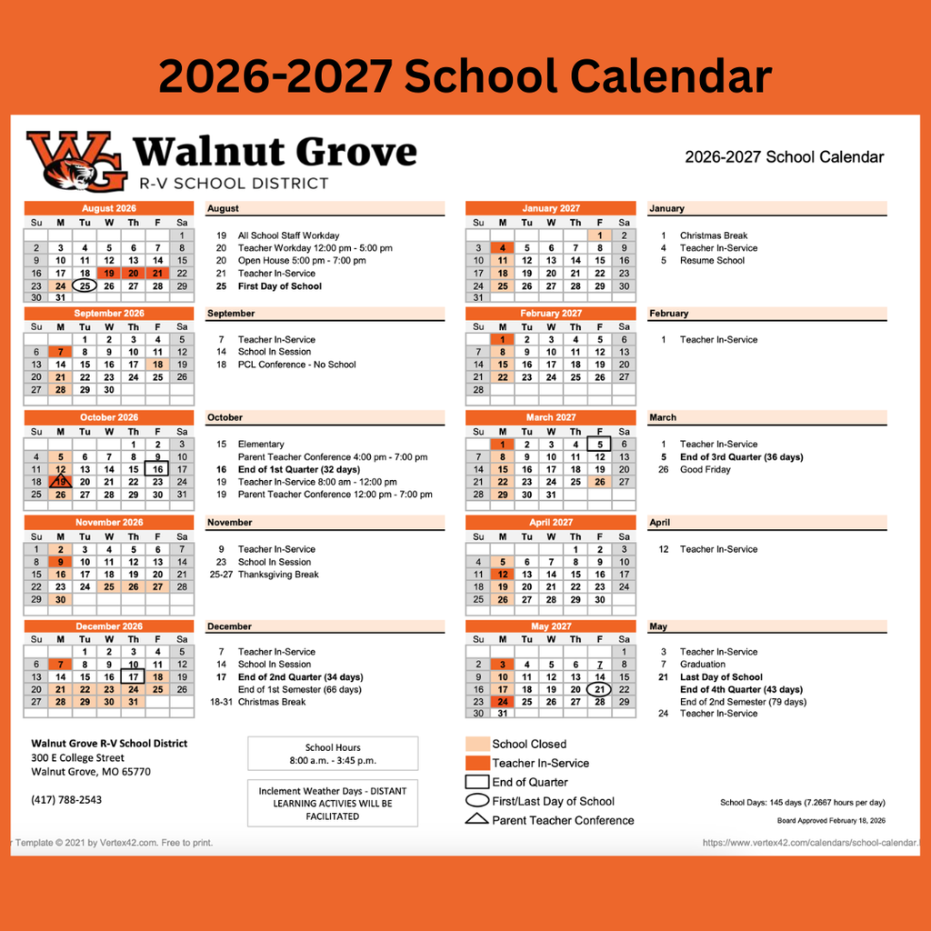 School Calendar 26-27