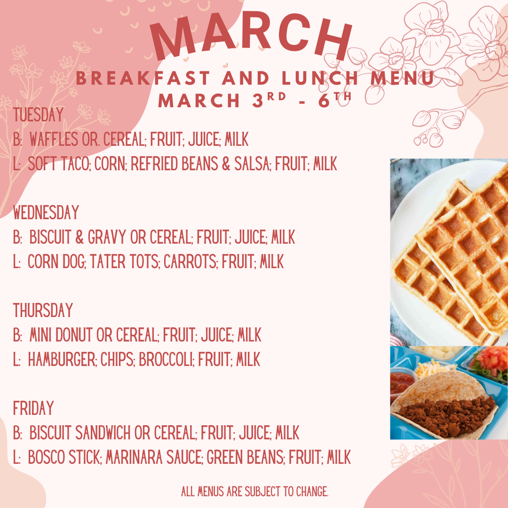 Breakfast and Lunch Menus