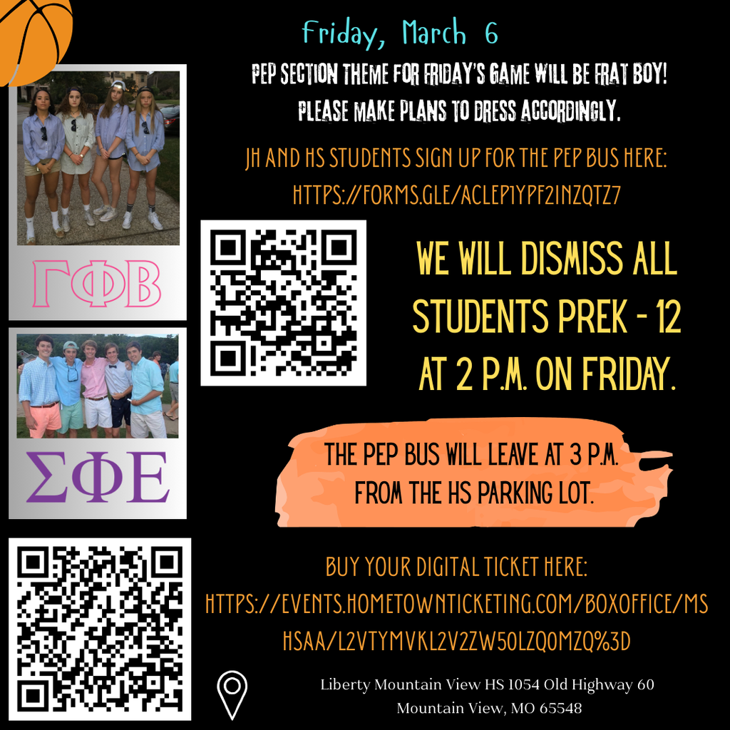 Info about Frat Boy Theme; Pep Bus; and Digital Tickets