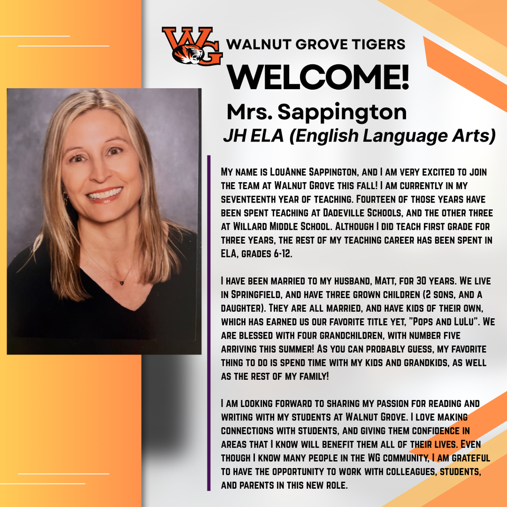 Mrs Sappington Welcome JH ELA teacher 2026-2027