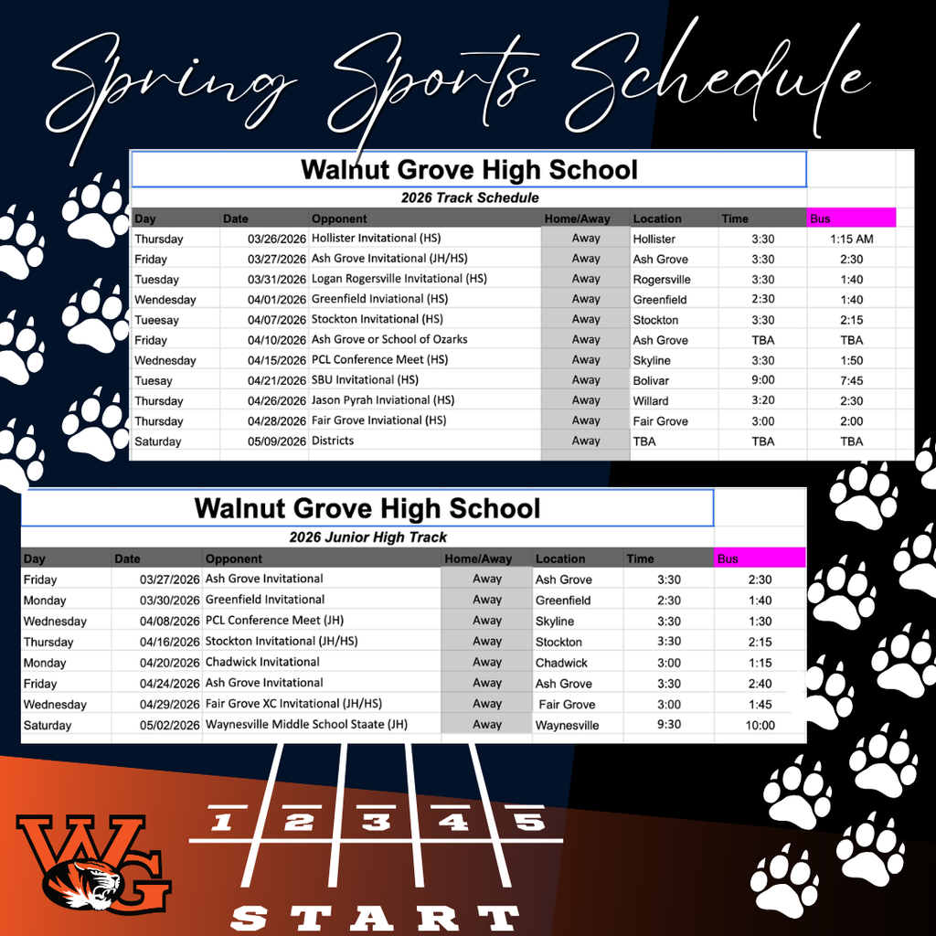 Spring Sports Schedules - Track