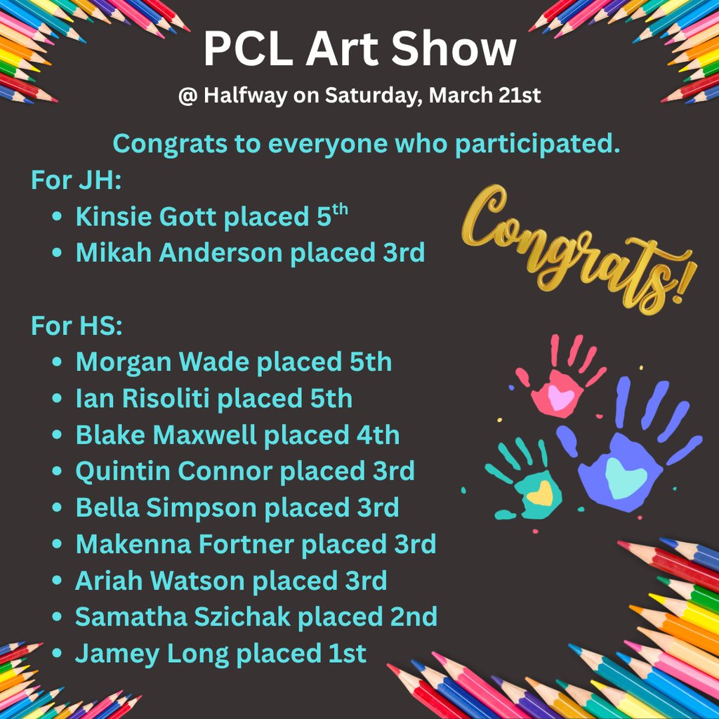 Art Show Congrats - PCL at Halfway
