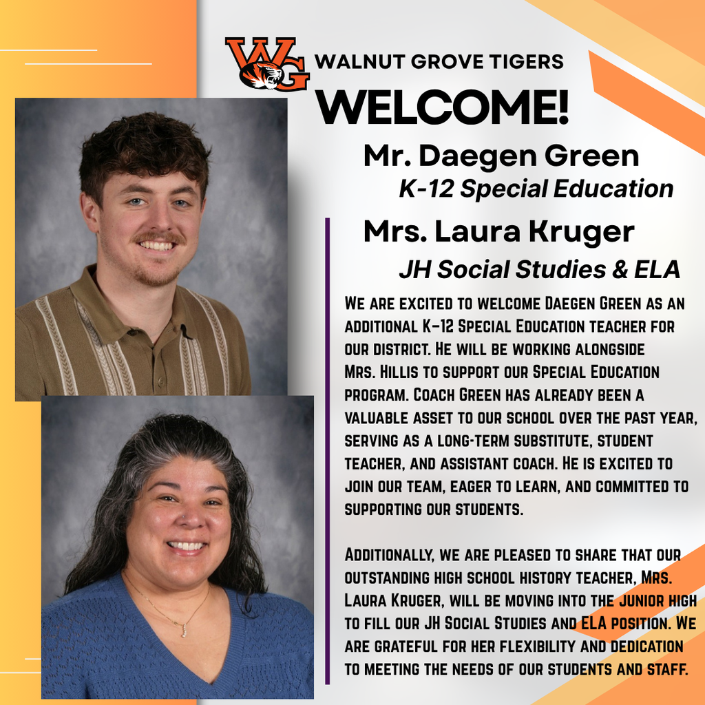 Daegen Green and Laura Kruger - Welcome and moving positions!