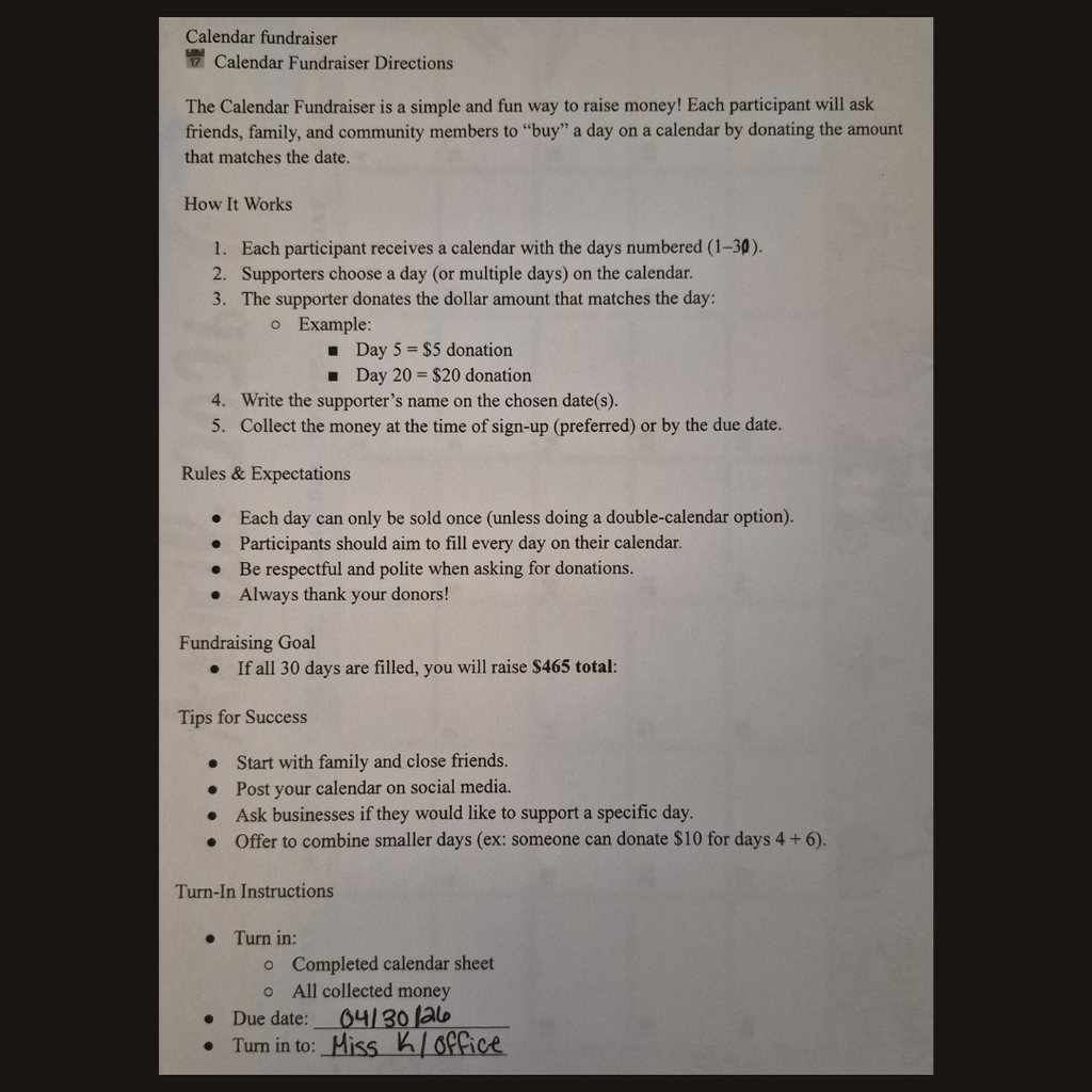 FCCLA Fundraiser page 2