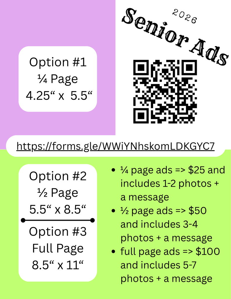 Senior Ads for Yearbook Flyer.