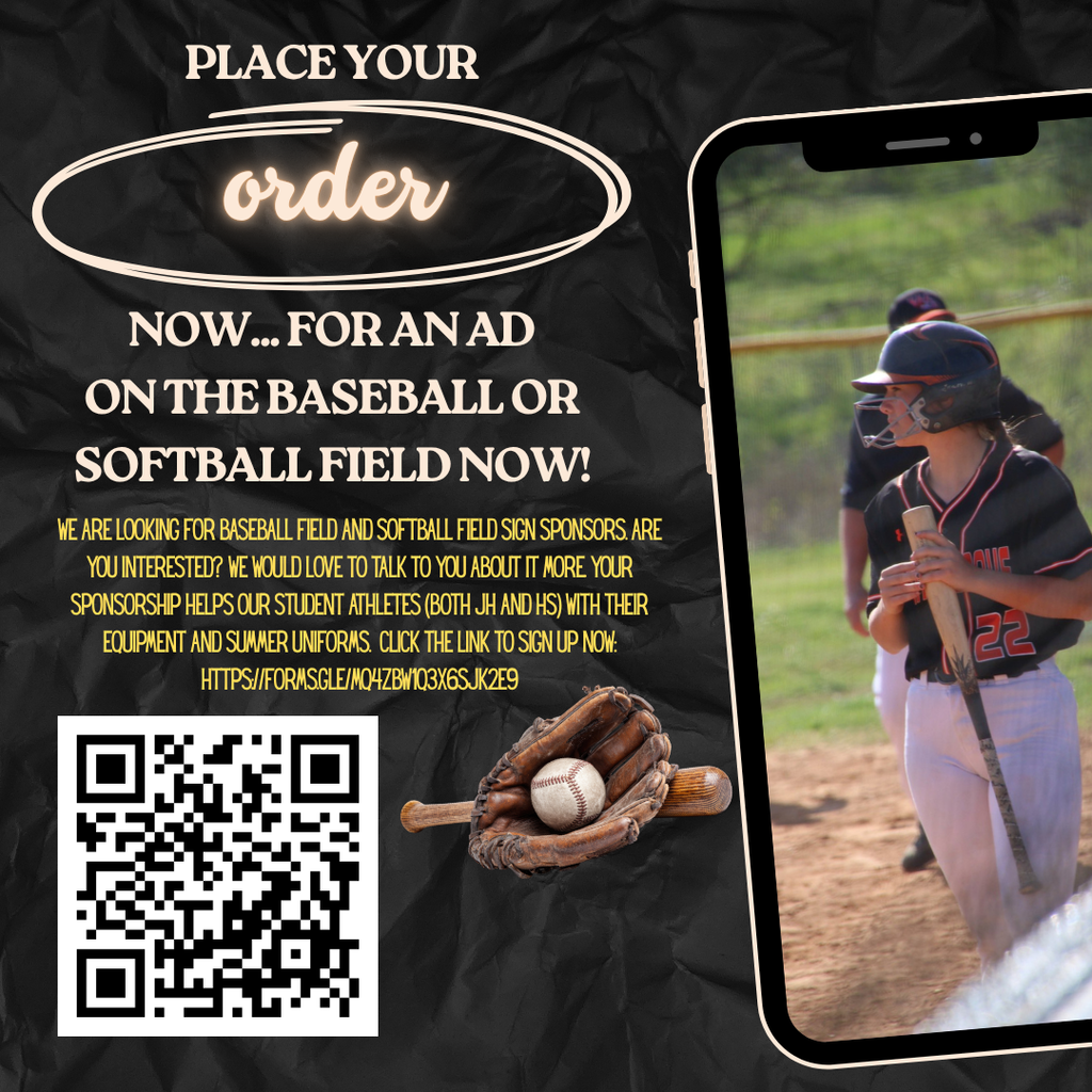 Place Your Ad NOW for the BASEBALL or SOFTBALL FIELD FENCE