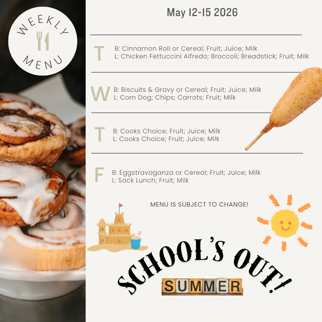 Breakfast and Lunch Menu May 12-15