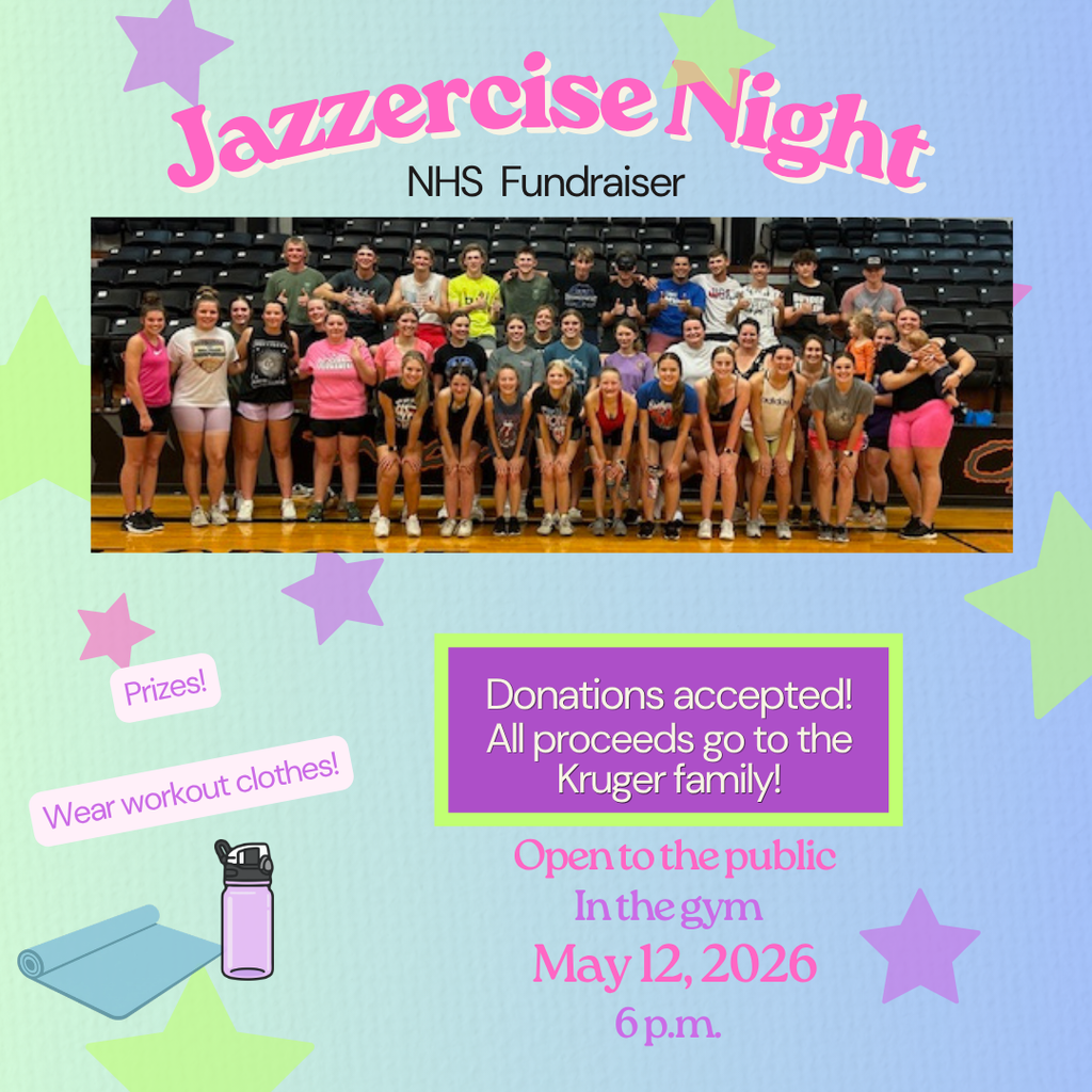 NHS will sponsor a Jazzercise night, led by Mrs. Hamilton on May 12, 2026 at 6 p.m. in the Gym