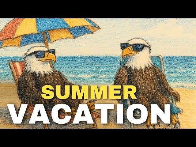 eagles on summer vacation at the beach