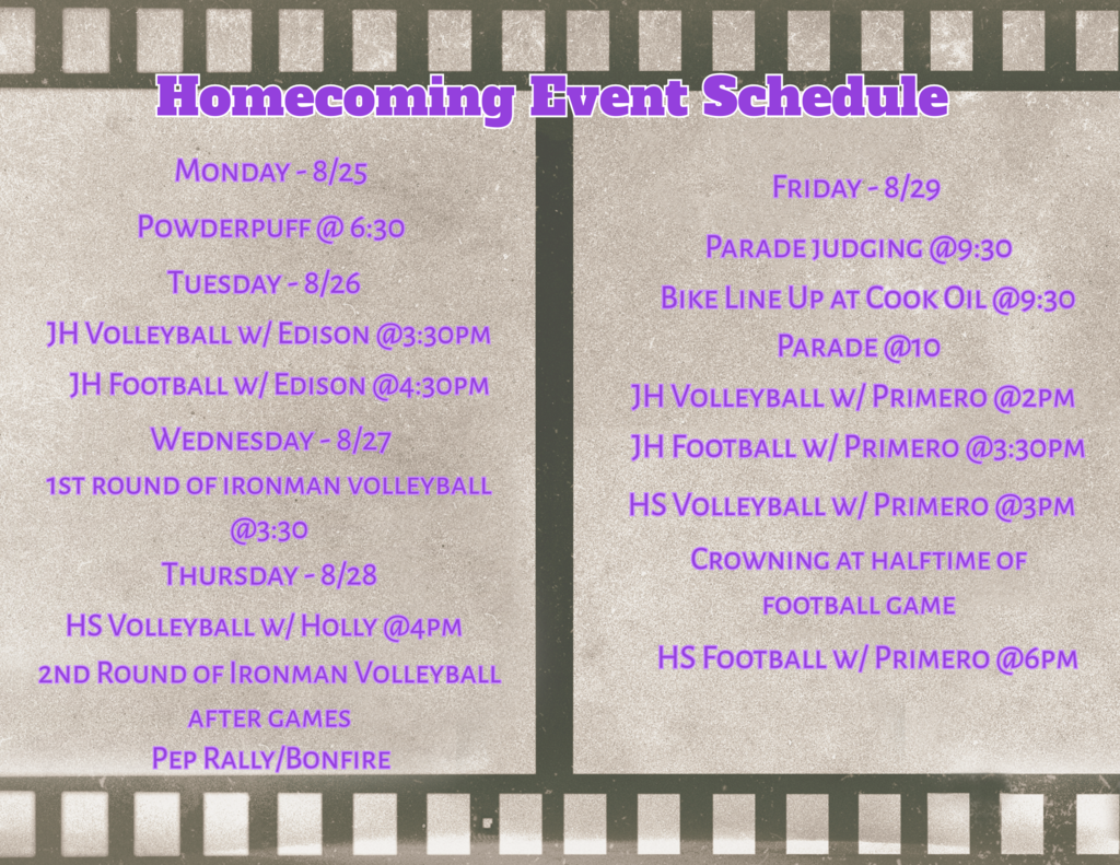 Homecoming Schedule